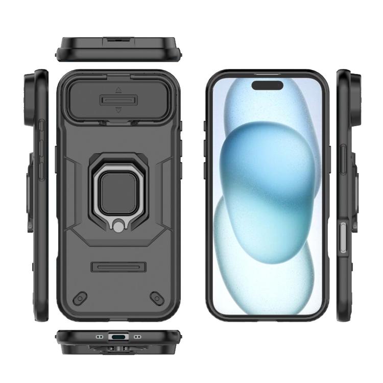 For iPhone Air Sliding Camshield TPU + PC Shockproof Phone Case with Holder(Black) - iPhone Air Cases by buy2fix | Online Shopping UK | buy2fix