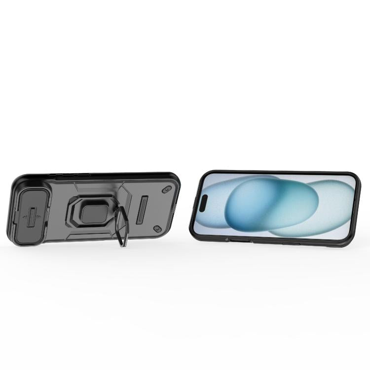 For iPhone Air Sliding Camshield TPU + PC Shockproof Phone Case with Holder(Black) - iPhone Air Cases by buy2fix | Online Shopping UK | buy2fix