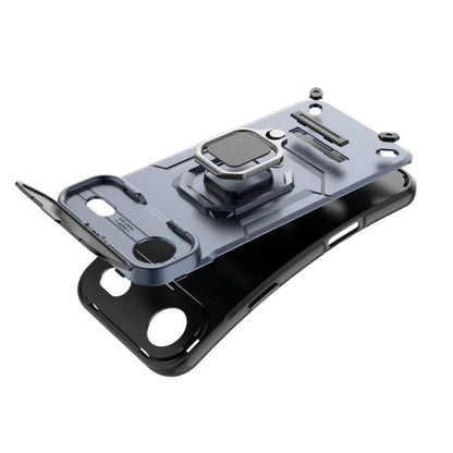 For iPhone Air Sliding Camshield TPU + PC Shockproof Phone Case with Holder(Black) - iPhone Air Cases by buy2fix | Online Shopping UK | buy2fix