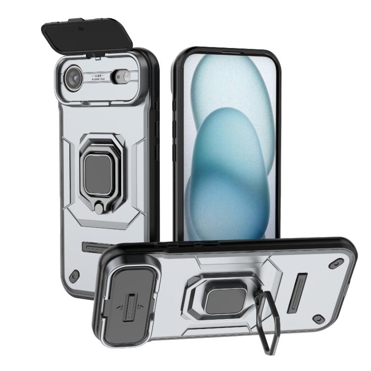 For iPhone Air Sliding Camshield TPU + PC Shockproof Phone Case with Holder(Grey) - iPhone Air Cases by buy2fix | Online Shopping UK | buy2fix