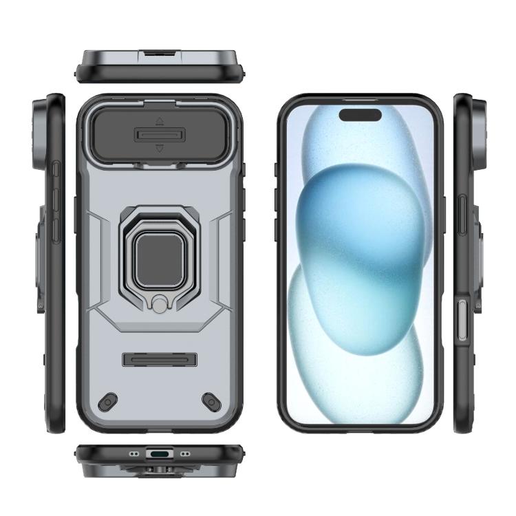 For iPhone Air Sliding Camshield TPU + PC Shockproof Phone Case with Holder(Grey) - iPhone Air Cases by buy2fix | Online Shopping UK | buy2fix