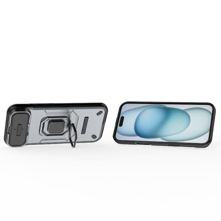 For iPhone Air Sliding Camshield TPU + PC Shockproof Phone Case with Holder(Grey) - iPhone Air Cases by buy2fix | Online Shopping UK | buy2fix