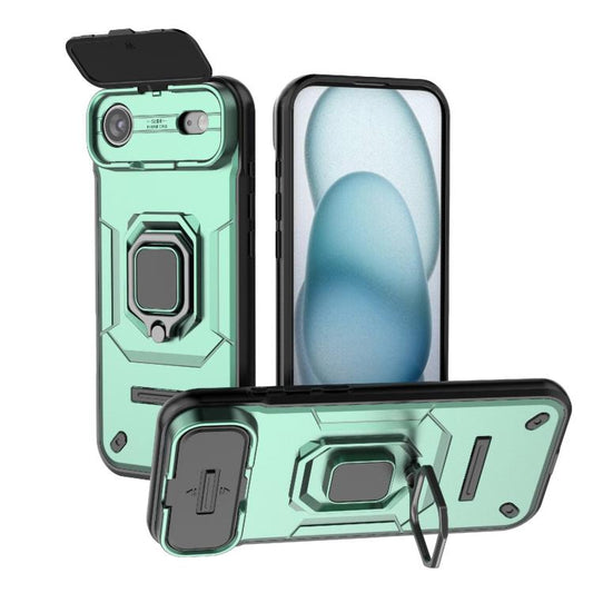For iPhone Air Sliding Camshield TPU + PC Shockproof Phone Case with Holder(Green) - iPhone Air Cases by buy2fix | Online Shopping UK | buy2fix