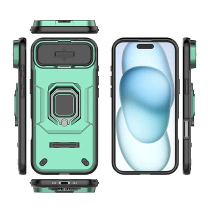 For iPhone Air Sliding Camshield TPU + PC Shockproof Phone Case with Holder(Green) - iPhone Air Cases by buy2fix | Online Shopping UK | buy2fix