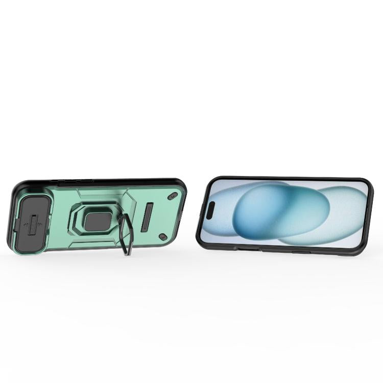 For iPhone Air Sliding Camshield TPU + PC Shockproof Phone Case with Holder(Green) - iPhone Air Cases by buy2fix | Online Shopping UK | buy2fix