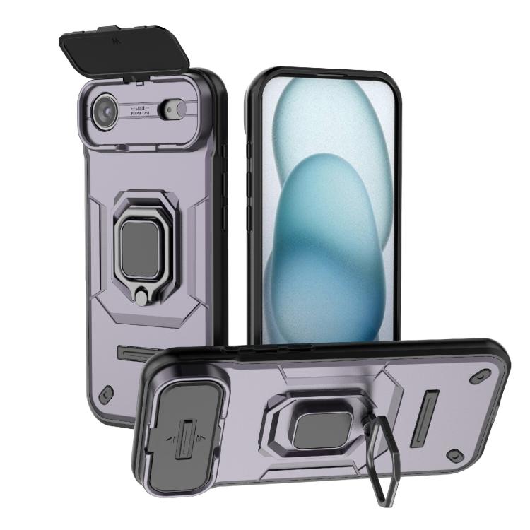 For iPhone Air Sliding Camshield TPU + PC Shockproof Phone Case with Holder(Purple) - iPhone Air Cases by buy2fix | Online Shopping UK | buy2fix