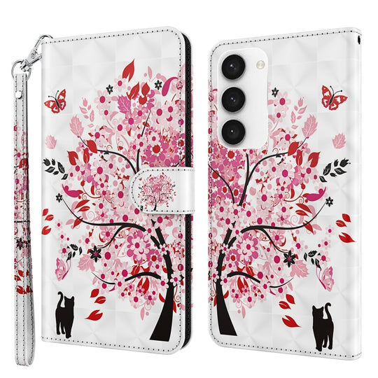 For Samsung Galaxy S24 5G 3D Painting Pattern Flip Leather Phone Case(Cat Under The Tree)