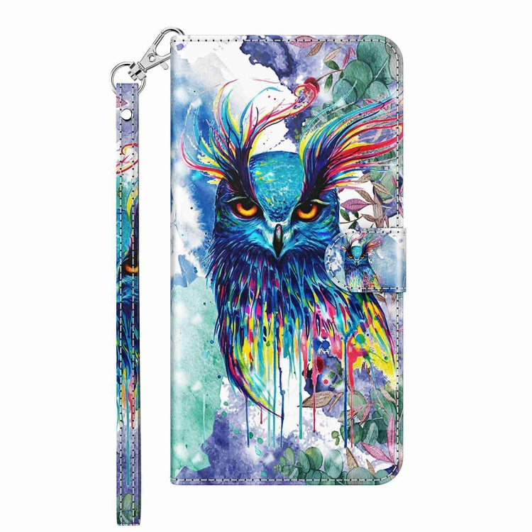 For Samsung Galaxy S24 5G 3D Painting Pattern Flip Leather Phone Case(Watercolor Owl) - Galaxy S24 5G Cases by buy2fix | Online Shopping UK | buy2fix