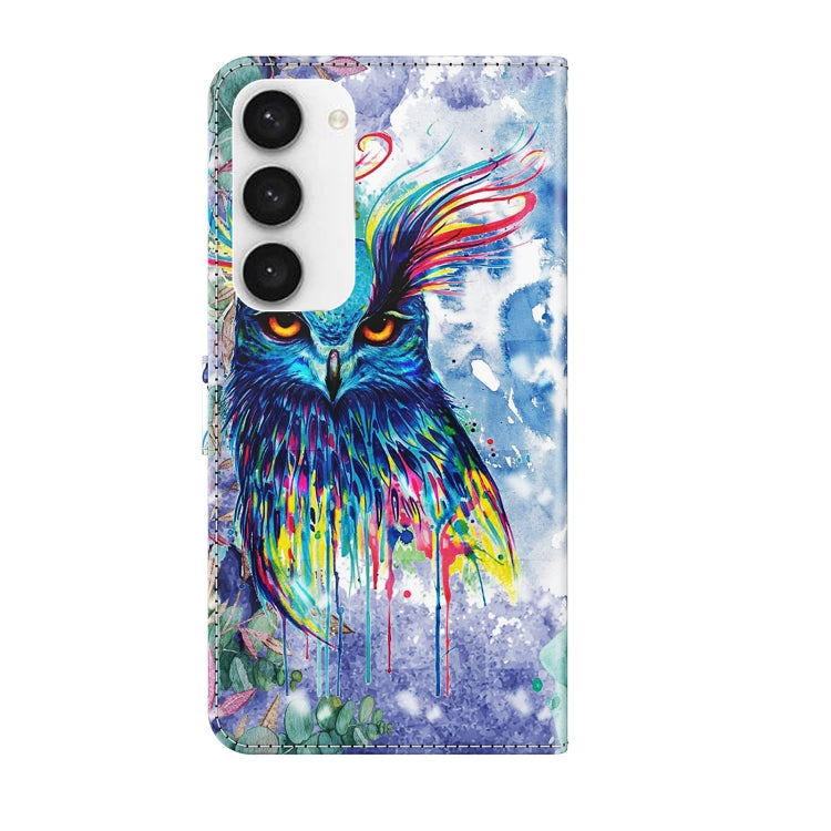 For Samsung Galaxy S24 5G 3D Painting Pattern Flip Leather Phone Case(Watercolor Owl) - Galaxy S24 5G Cases by buy2fix | Online Shopping UK | buy2fix