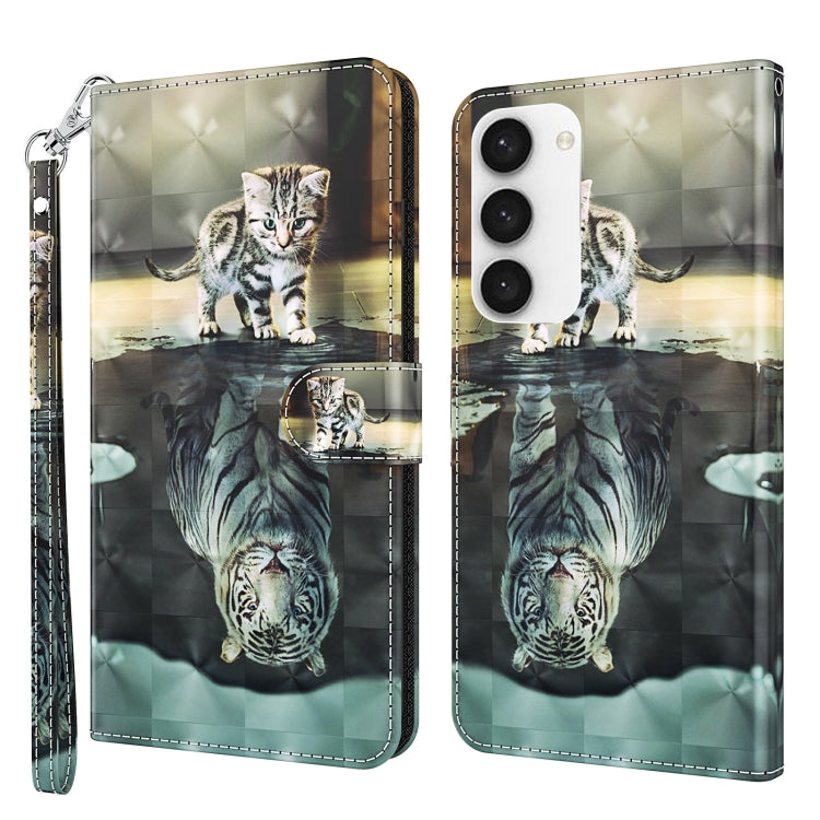 For Samsung Galaxy S24+ 5G 3D Painting Pattern Flip Leather Phone Case(Cat Tiger) - Galaxy S24+ 5G Cases by buy2fix | Online Shopping UK | buy2fix