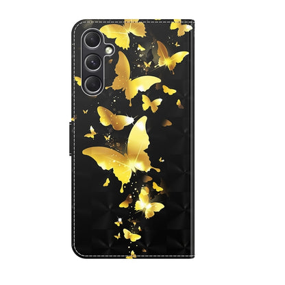 For Samsung Galaxy A55 5G 3D Painting Pattern Flip Leather Phone Case(Gold Butterfly) - Galaxy Phone Cases by buy2fix | Online Shopping UK | buy2fix