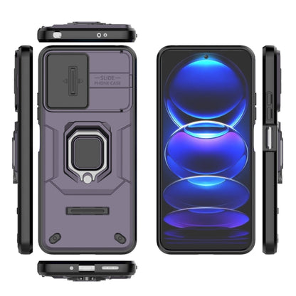 For Xiaomi Redmi Note 12 5G Global Sliding Camshield TPU + PC Shockproof Phone Case with Holder(Purple) - Xiaomi Cases by buy2fix | Online Shopping UK | buy2fix