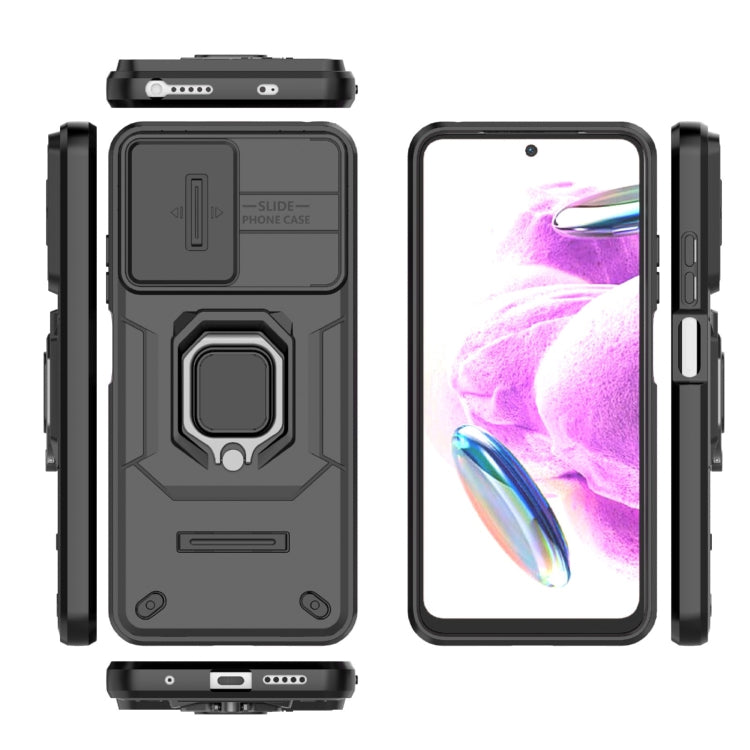 For Xiaomi Redmi Note 12S 4G Global Sliding Camshield TPU + PC Shockproof Phone Case with Holder(Black) - Xiaomi Cases by buy2fix | Online Shopping UK | buy2fix