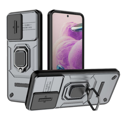 For Xiaomi Redmi Note 12S 4G Global Sliding Camshield TPU + PC Shockproof Phone Case with Holder(Grey) - Xiaomi Cases by buy2fix | Online Shopping UK | buy2fix