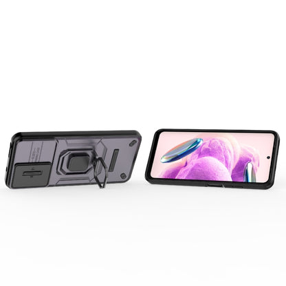 For Xiaomi Redmi Note 12S 4G Global Sliding Camshield TPU + PC Shockproof Phone Case with Holder(Purple) - Xiaomi Cases by buy2fix | Online Shopping UK | buy2fix