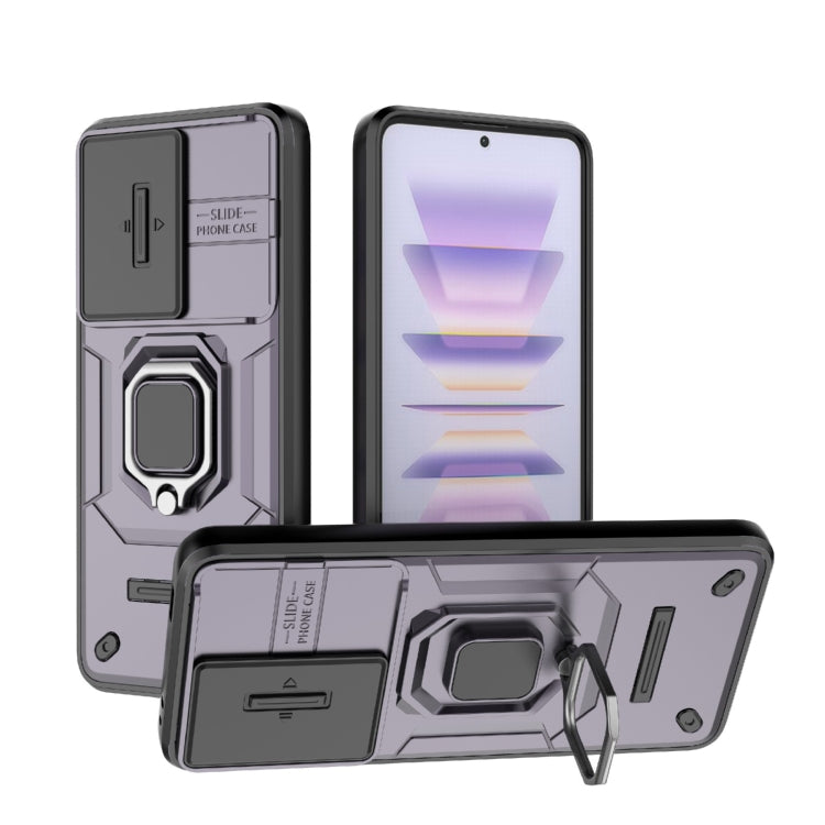 For Xiaomi Redmi K60 5G Sliding Camshield TPU + PC Shockproof Phone Case with Holder(Purple) - Xiaomi Cases by buy2fix | Online Shopping UK | buy2fix