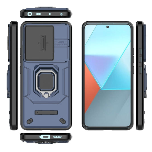 For Xiaomi Redmi Note 13 Pro 5G Sliding Camshield TPU + PC Shockproof Phone Case with Holder(Blue) by buy2fix