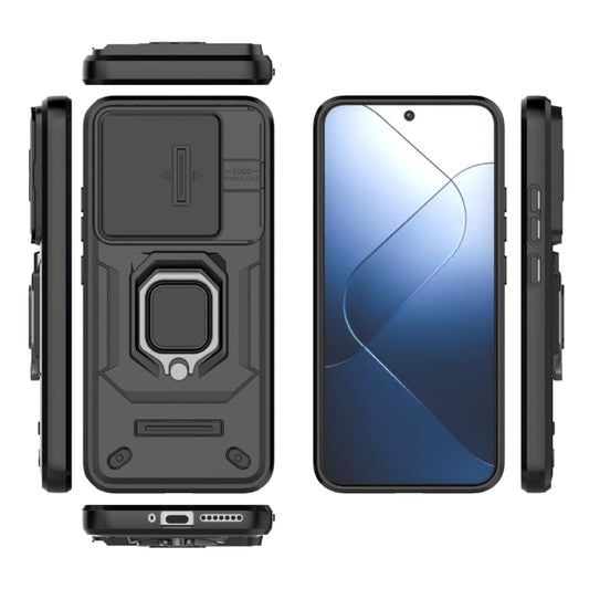 For Xiaomi 14 Sliding Camshield TPU + PC Shockproof Phone Case with Holder(Black) by buy2fix