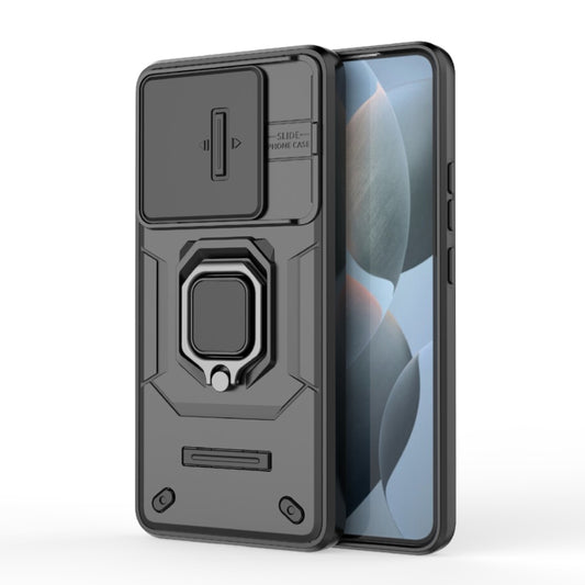 For Xiaomi Redmi K70 5G Sliding Camshield TPU + PC Shockproof Phone Case with Holder(Black) - K70 Cases by buy2fix | Online Shopping UK | buy2fix