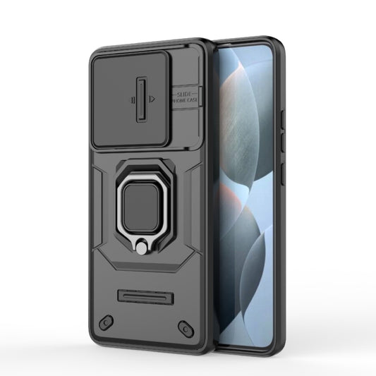 For Xiaomi Redmi K70E 5G Sliding Camshield TPU + PC Shockproof Phone Case with Holder(Black) - K70E Cases by buy2fix | Online Shopping UK | buy2fix