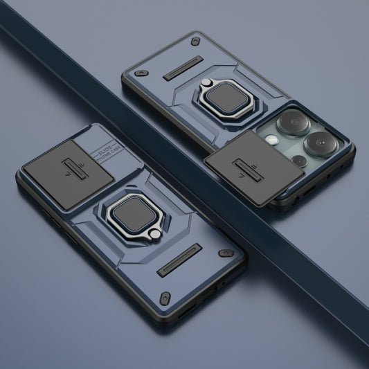 For Xiaomi Redmi Note 13 Pro 4G Global Sliding Camshield TPU + PC Shockproof Phone Case with Holder(Blue) by buy2fix