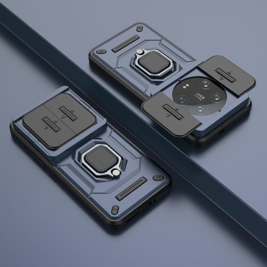 For Xiaomi 14 Ultra Sliding Camshield TPU + PC Shockproof Phone Case with Holder(Blue) by buy2fix