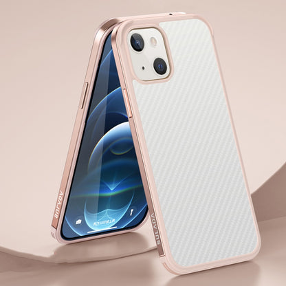 For iPhone 13 mini SULADA Luxury 3D Carbon Fiber Textured Metal + TPU Frame Phone Case(Rose Gold) - iPhone 13 mini Cases by SULADA | Online Shopping UK | buy2fix
