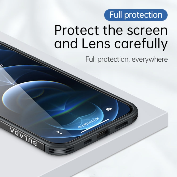 For iPhone 13 SULADA Luxury 3D Carbon Fiber Textured Metal + TPU Frame Phone Case(Sierra Blue) - iPhone 13 Cases by SULADA | Online Shopping UK | buy2fix