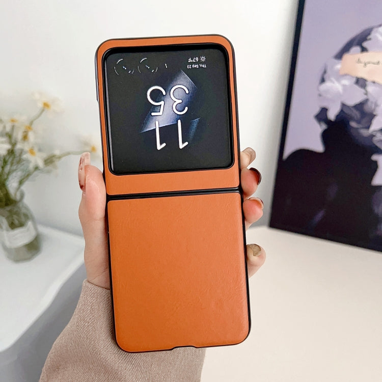 For Motorola Razr 40 Ultra Solid Color Leather Texture Phone Case(Orange) by buy2fix