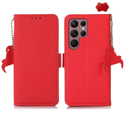 For Samsung Galaxy S24 Ultra Side-Magnetic TJ Genuine Leather RFID Phone Case(Red) - Galaxy Phone Cases by buy2fix | Online Shopping UK | buy2fix