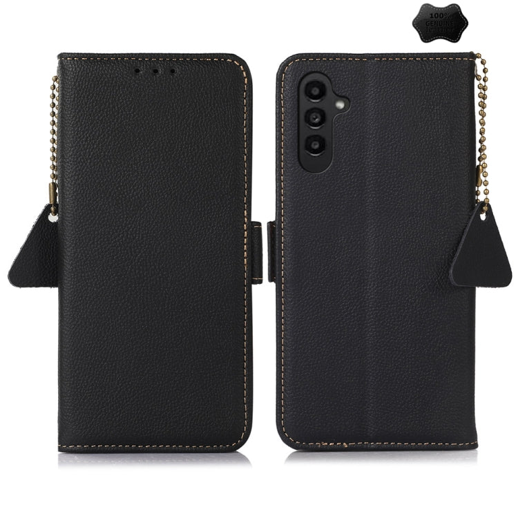 For Samsung Galaxy S24 Side-Magnetic TJ Genuine Leather RFID Phone Case(Black) - Galaxy Phone Cases by buy2fix | Online Shopping UK | buy2fix