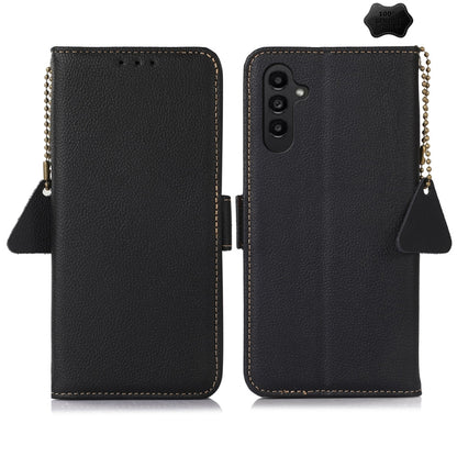 For Samsung Galaxy S24 Side-Magnetic TJ Genuine Leather RFID Phone Case(Black) - Galaxy Phone Cases by buy2fix | Online Shopping UK | buy2fix