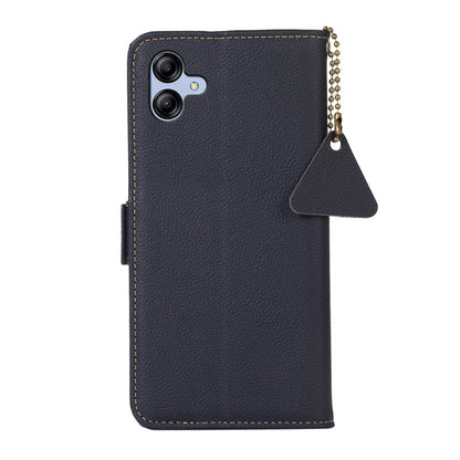 For Samsung Galaxy A05 Side-Magnetic TJ Genuine Leather RFID Phone Case(Blue) - Galaxy Phone Cases by buy2fix | Online Shopping UK | buy2fix