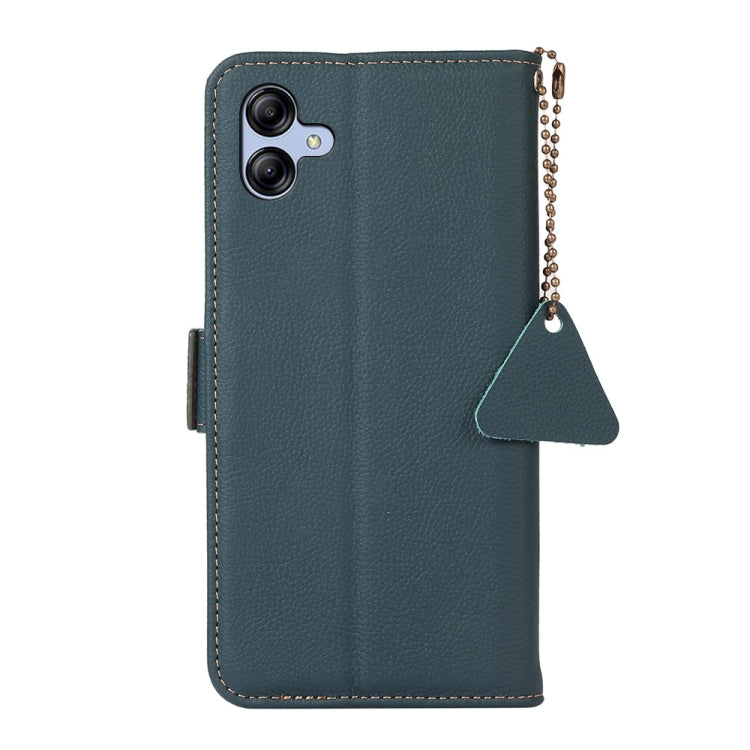 For Samsung Galaxy A05 Side-Magnetic TJ Genuine Leather RFID Phone Case(Green) - Galaxy Phone Cases by buy2fix | Online Shopping UK | buy2fix