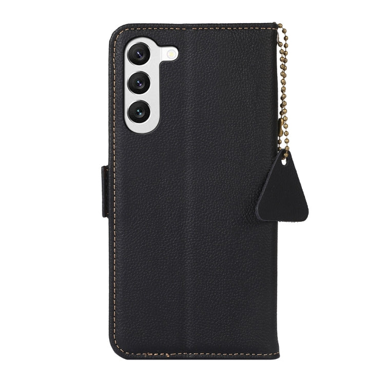 For Samsung Galaxy A35 5G Side-Magnetic TJ Genuine Leather RFID Phone Case(Black) - Galaxy Phone Cases by buy2fix | Online Shopping UK | buy2fix