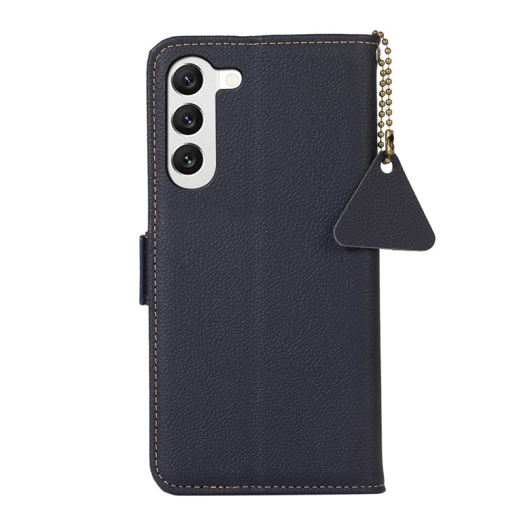 For Samsung Galaxy A35 5G Side-Magnetic TJ Genuine Leather RFID Phone Case(Blue) - Galaxy Phone Cases by buy2fix | Online Shopping UK | buy2fix