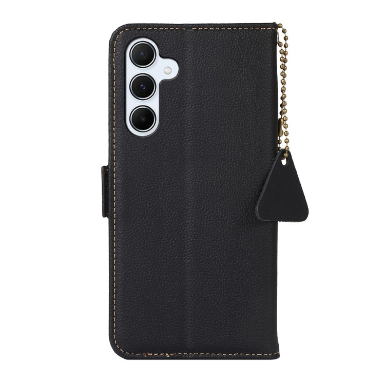 For Samsung Galaxy A55 5G Side-Magnetic TJ Genuine Leather RFID Phone Case(Black) by buy2fix