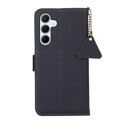 For Samsung Galaxy A55 5G Side-Magnetic TJ Genuine Leather RFID Phone Case(Blue) - Galaxy Phone Cases by buy2fix | Online Shopping UK | buy2fix