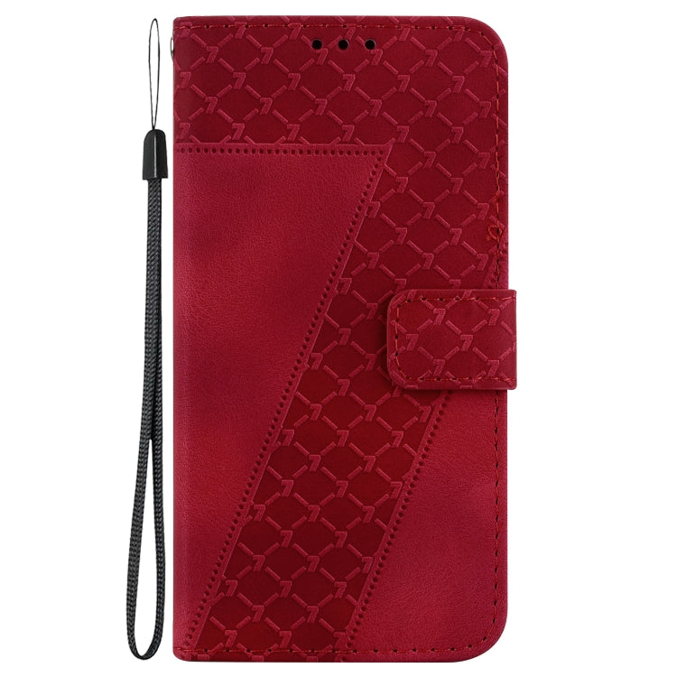 For Samsung Galaxy Note20 7-shaped Embossed Leather Phone Case(Red) - Galaxy Note20 Cases by buy2fix | Online Shopping UK | buy2fix