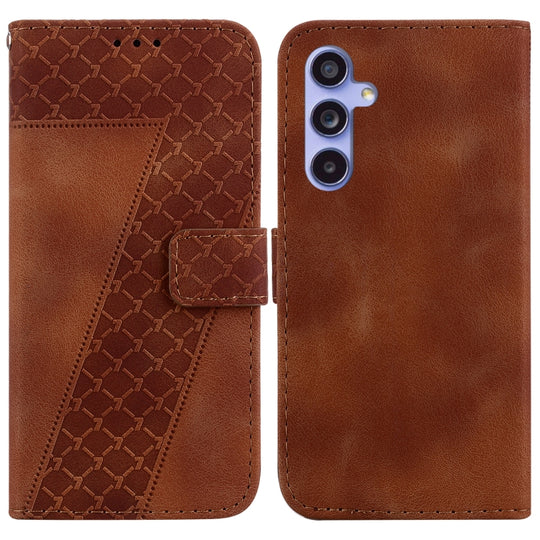 For Samsung Galaxy S23 FE 5G Seven-shaped Embossed Leather Phone Case(Brown)
