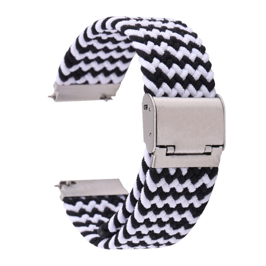 For Samsung Galaxy Watch 6 / 6 Classic Nylon Braided Metal Buckle Watch Band(W Black White) by buy2fix