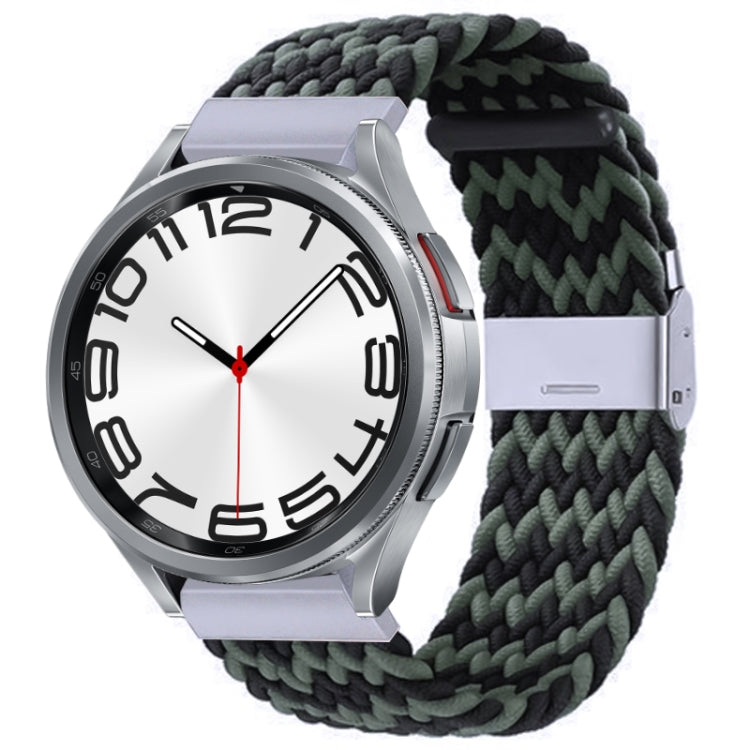 For Samsung Galaxy Watch 6 / 6 Classic Nylon Braided Metal Buckle Watch Band(W Black Green) - Watch Bands by buy2fix | Online Shopping UK | buy2fix