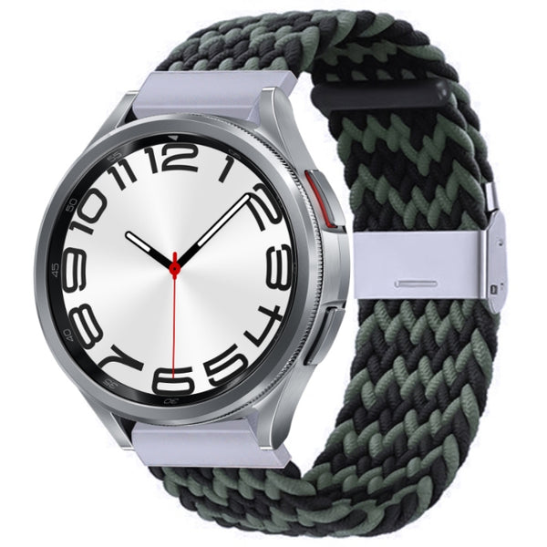 For Samsung Galaxy Watch 6 / 6 Classic Nylon Braided Metal Buckle Watch Band(W Black Green) by buy2fix
