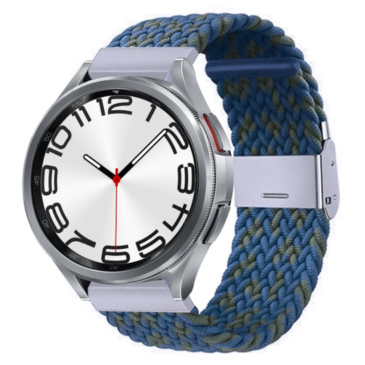 For Samsung Galaxy Watch 6 / 6 Classic Nylon Braided Metal Buckle Watch Band(W Blue Green) - Watch Bands by buy2fix | Online Shopping UK | buy2fix