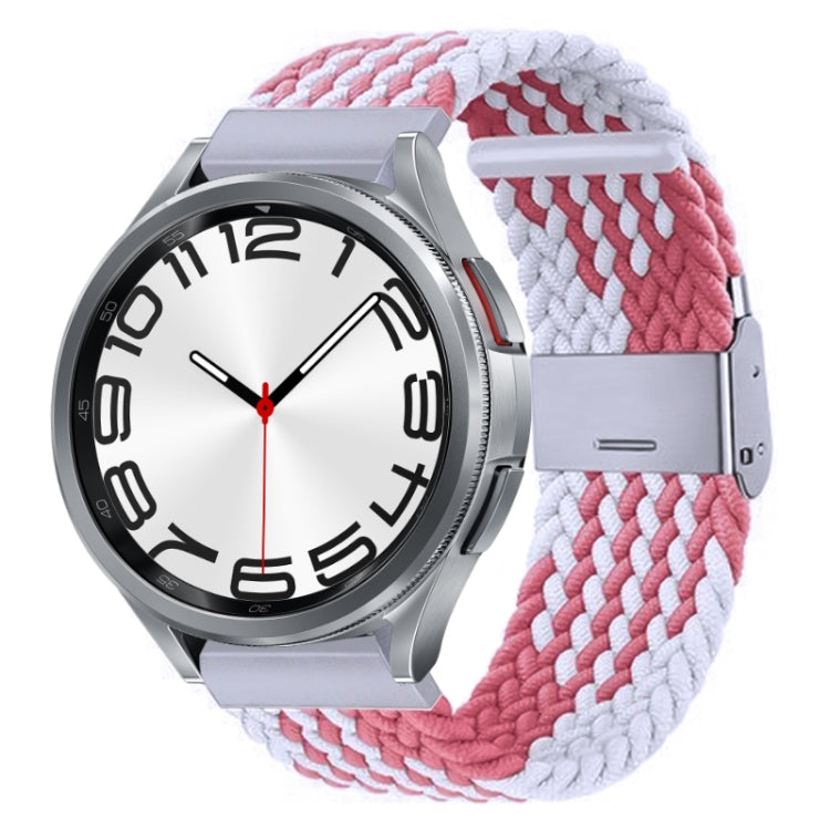 For Samsung Galaxy Watch 6 / 6 Classic Nylon Braided Metal Buckle Watch Band(Z Pink White) - Watch Bands by buy2fix | Online Shopping UK | buy2fix
