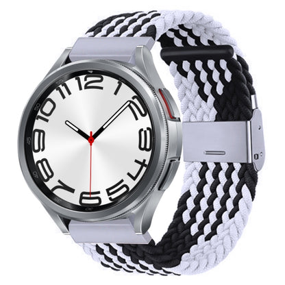 For Samsung Galaxy Watch 6 / 6 Classic Nylon Braided Metal Buckle Watch Band(Z Black White) - Watch Bands by buy2fix | Online Shopping UK | buy2fix