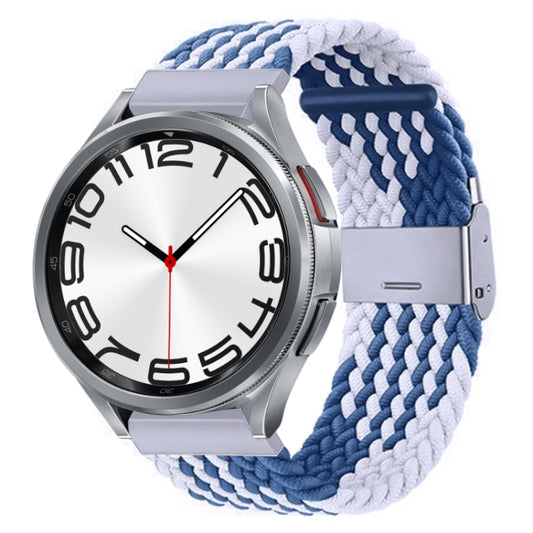 For Samsung Galaxy Watch 6 / 6 Classic Nylon Braided Metal Buckle Watch Band(Z Blue White) - Watch Bands by buy2fix | Online Shopping UK | buy2fix