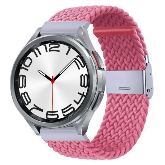 For Samsung Galaxy Watch 6 / 6 Classic Nylon Braided Metal Buckle Watch Band(Pink) - Watch Bands by buy2fix | Online Shopping UK | buy2fix