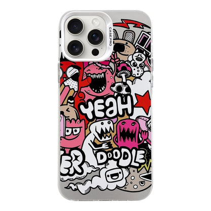 For iPhone 16 Pro Max Electroplated Silver Series PC Protective Phone Case(Cartoon) by buy2fix