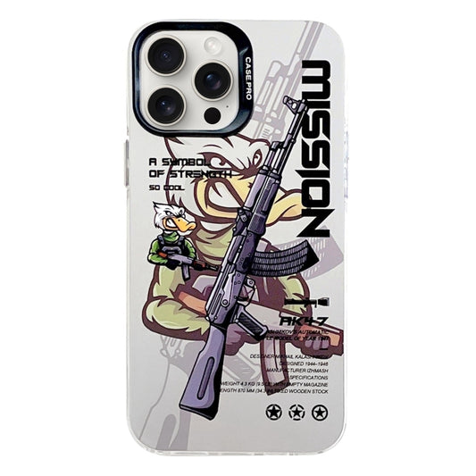 For iPhone 16 Pro Max Electroplated Silver Series PC Protective Phone Case(Peaceful Warrior B) by buy2fix